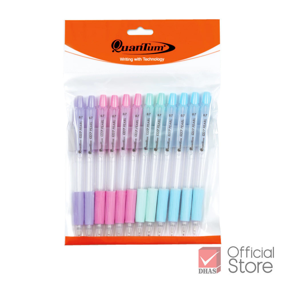 [แพ็ค 12 ด้าม] Quantum ปากกา ปากกาลูกลื่น โมจิ 0.29 น้ำเงิน คละสี จำนวน 12 ด้าม