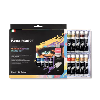 Renaissance สีอะคริลิค ชุดสีอะคริลิค รุ่นพาสเทล 12มล. 24สี จำนวน 1 เซ็ท