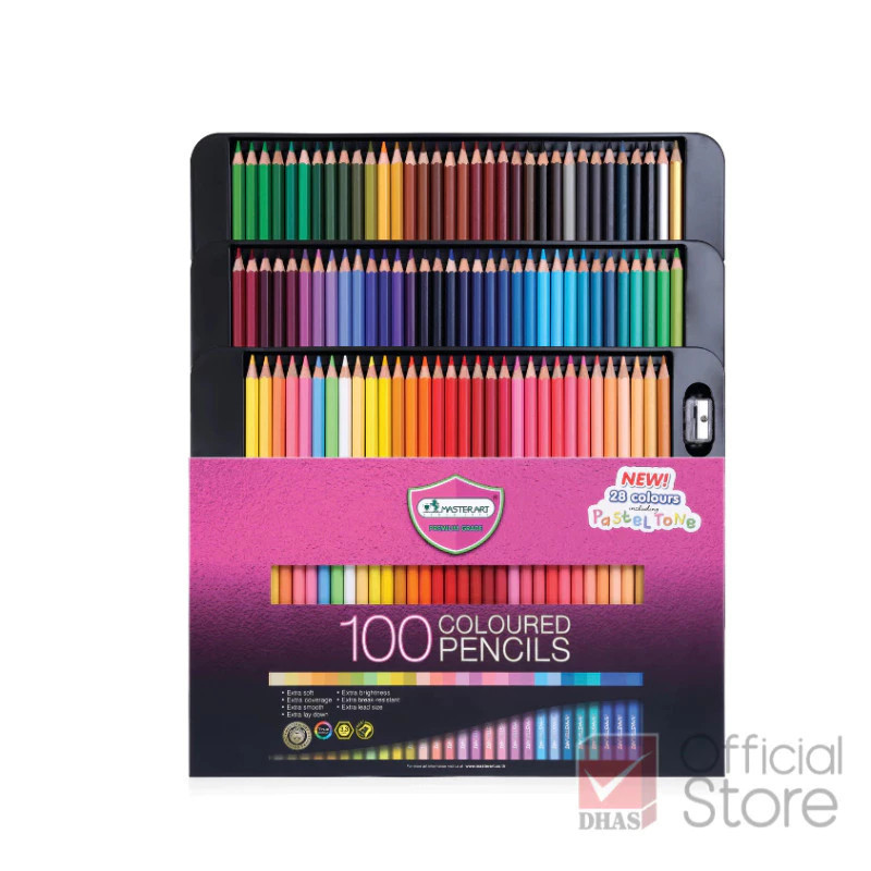 Master Art สีไม้ 100 สี รุ่นใหม่ (แท่งยาว) เฉดสีธรรมชาติ - 1 กล่อง