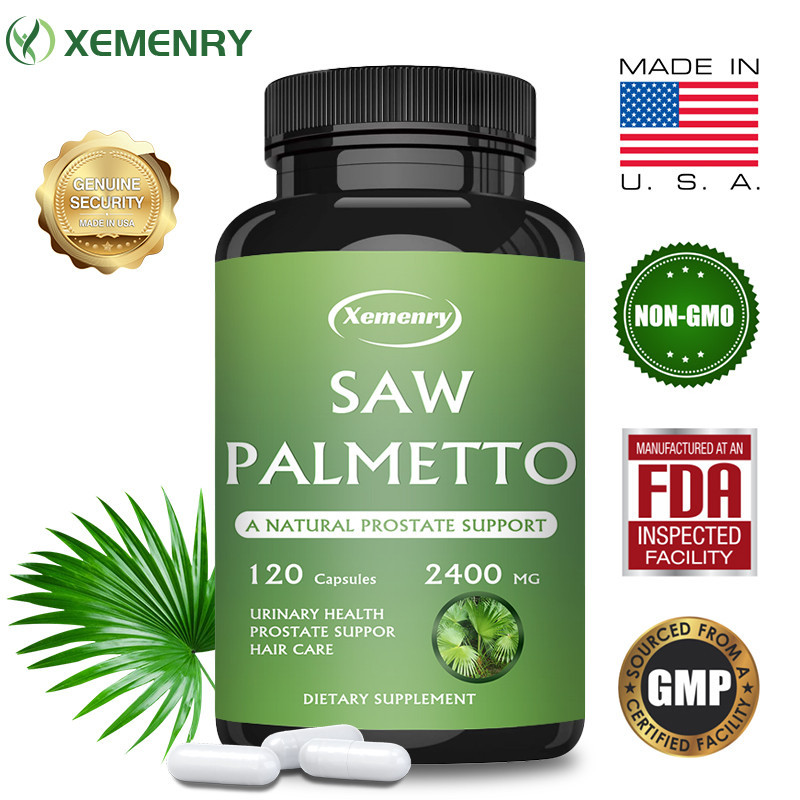 Xemenry Premium Saw Palmetto Capsules เพื่อสุขภาพต่อมลูกหมากและปัสสาวะ, รองรับ DHT ธรรมชาติ, ปราศจากกลูเตน, ไม่ใช่จีเอ็มโอ, ไม่มีสารเติมแต่งเทียม