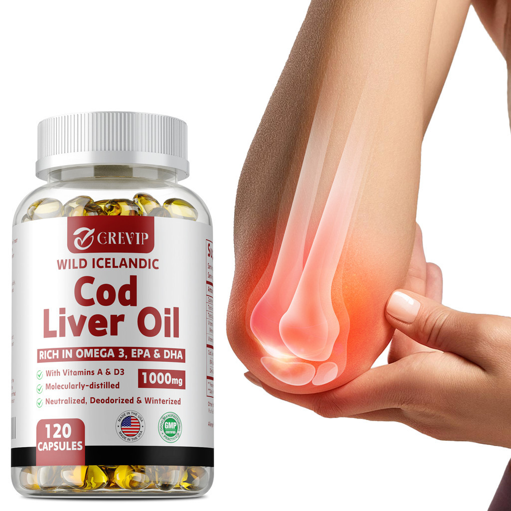 Coolkin Premium Cod Liver Oil Softgels, Rich in Omega-3, วิตามินที่มีศักยภาพสูง A & D3, รองรับภูมิคุ้มกัน, หัวใจและสมอง