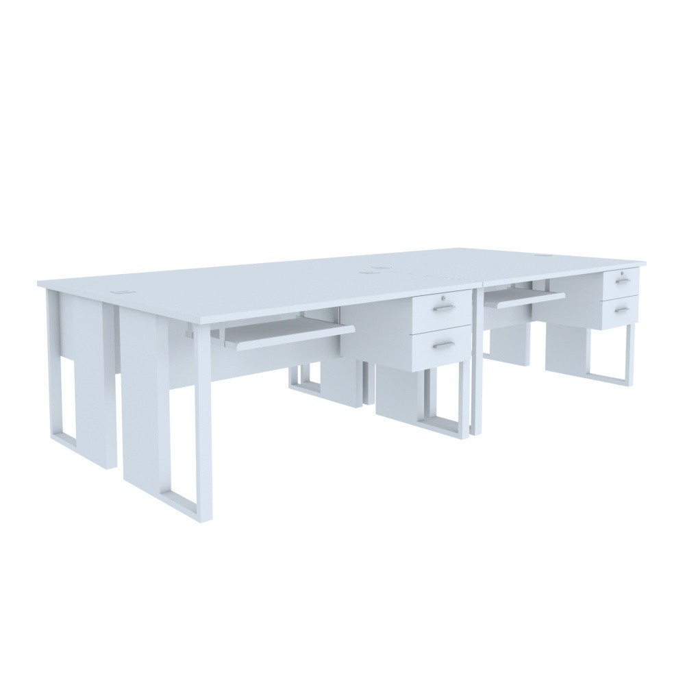 INDEX LIVING MALL โต๊ะคอมพิวเตอร์ 4 ที่นั่ง D รุ่นเวคตร้า 300 ซม. - สีขาว