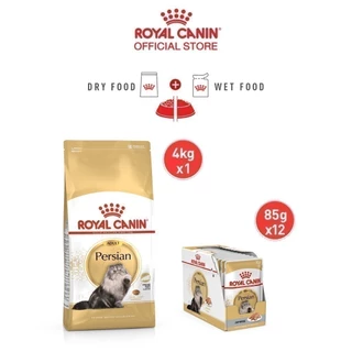 [เซตคู่] Royal Canin Persian Adult 4kg + Persian Pouch Loaf 1 กล่อง อาหารเม็ด+เปียกแมวโต พันธุ์เปอร์เซียน (โรยัล คานิน)