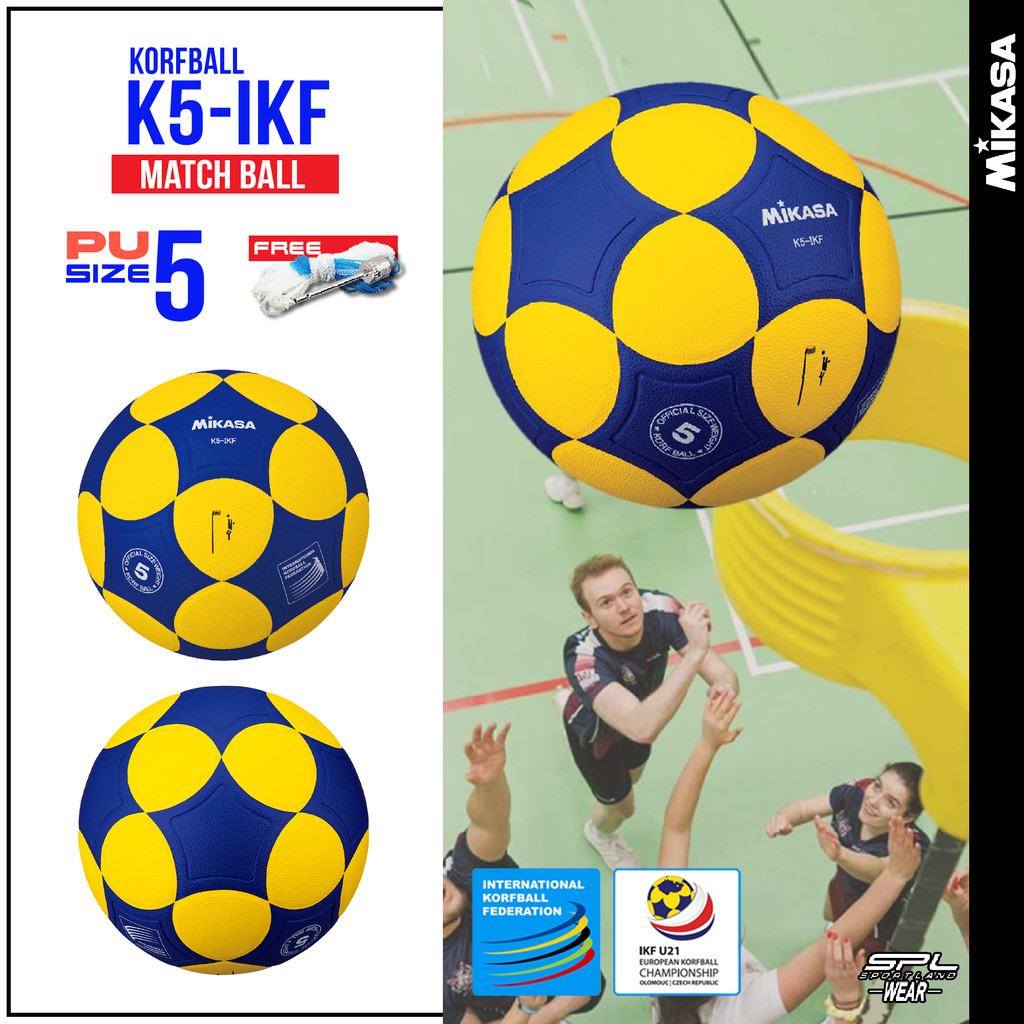 Mikasa มิกาซ่า คอร์ฟบอล Korfball PU K5-YBL / K5-IKF แถมฟรี ตาข่ายใส่ลูกฟุตบอล +เข็มสูบลม (1600)