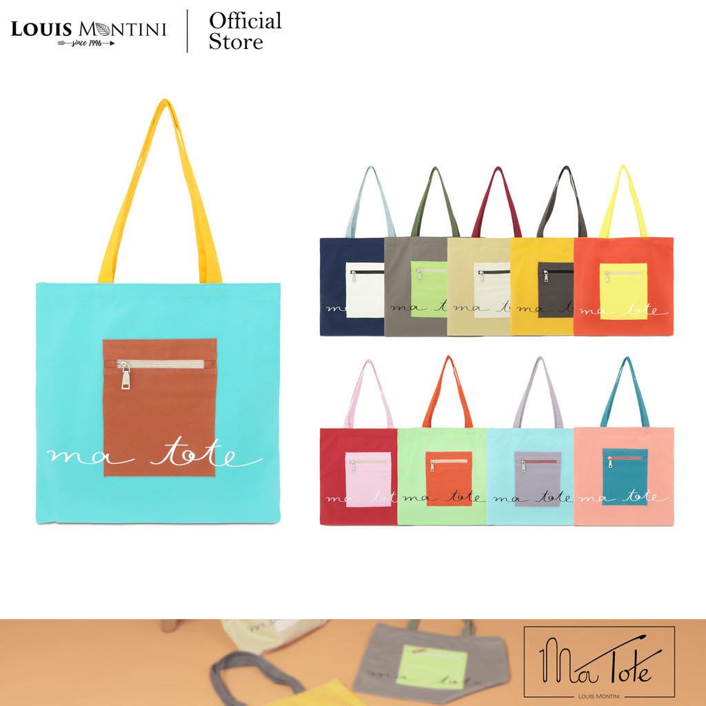 [ส่งด่วนฟรี] Louis Montini (Ma Tote) กระเป๋าผ้าแคนวาสกันน้ำ Tote Bag CVR016