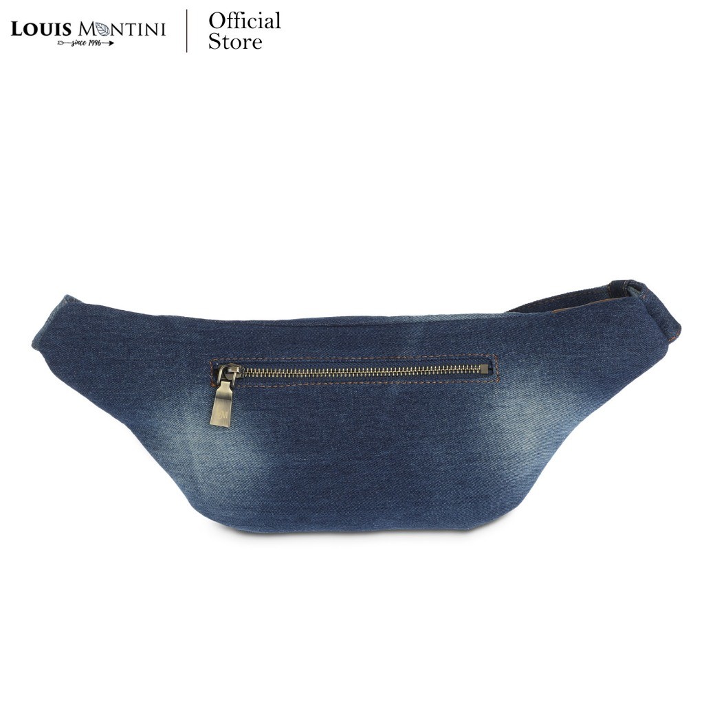 Louis Montini (JEANS) กระเป๋าคาดอก  Belt bag ผ้ายีนส์ผสมหนังวัวเเท้ JEAN02