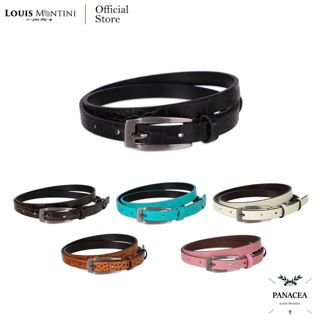 [ส่งด่วนฟรี] Louis Montini Women's belt เข็มขัดผู้หญิง หนังวัวแท้อัดลายจระเข้ เข็มขัดแฟชั่น MGW129