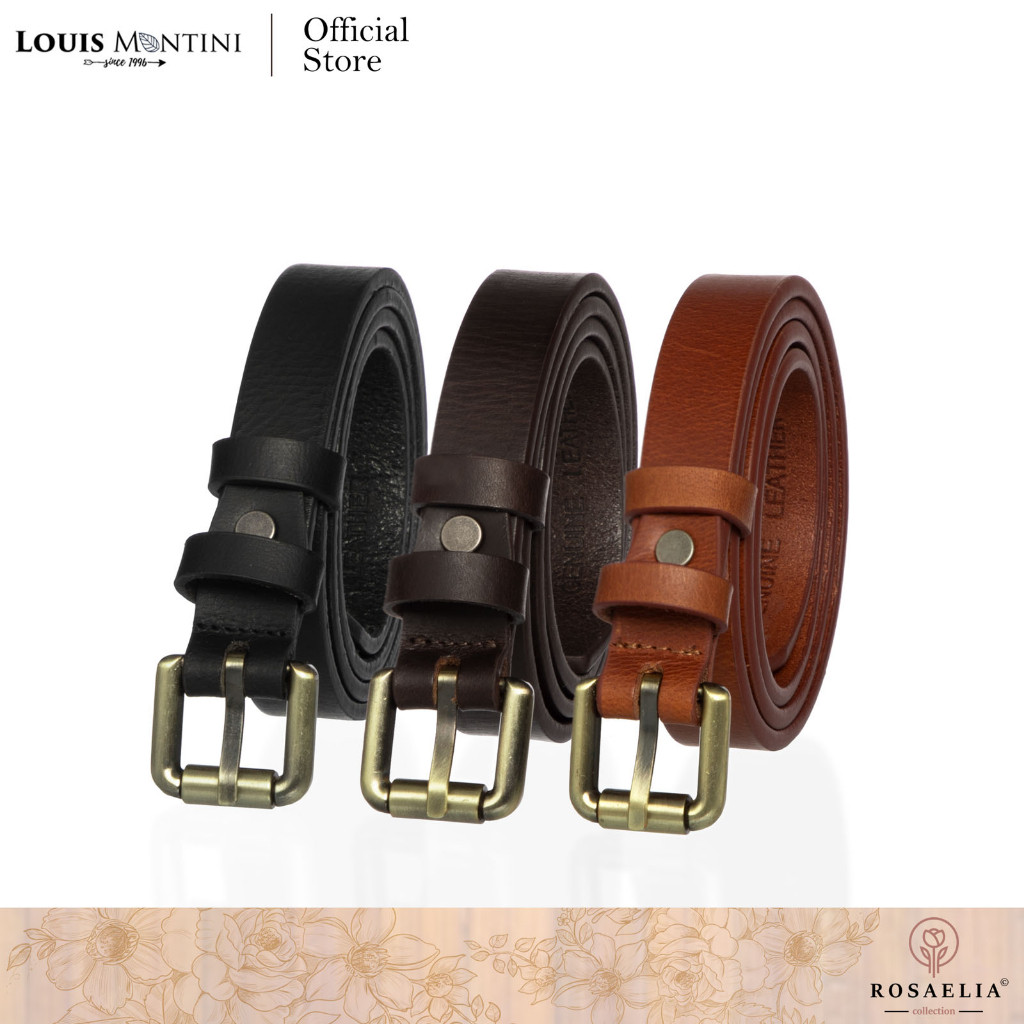 Louis Montini Classic FK Belt เข็มขัดหนังหน้าเดียว เข็มขัดหนังวัวแท้ เข็มขัดผู้หญิง MGW217