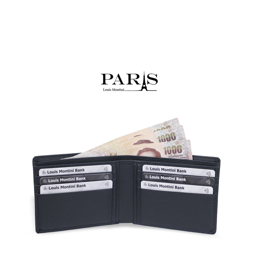 Louis Montini (Minimal Style) กระเป๋าสตางค์หนังวัวแท้ กระเป๋าผู้ชายหนังแท้ สไตล์เรียบง่าย MEN’s WALLET TTM092