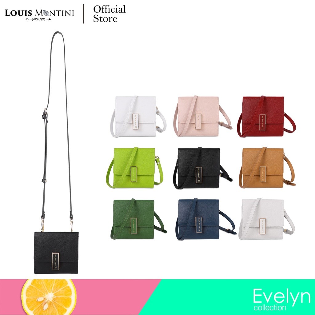Louis Montini (Evelyn) กระเป๋าสตางค์ผู้หญิงหนังวัวแท้ หนังซาเฟียโน่ กระเป๋าสะพายข้างใบเล็ก WL54