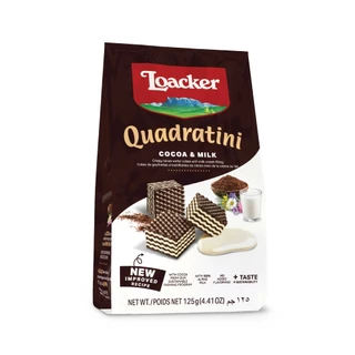 ล็อคเกอร์ ควอราตินี โกโก้แอนด์มิลค์ 125 กรัม / Loacker Quadratini Cocoa & Milk 125 g