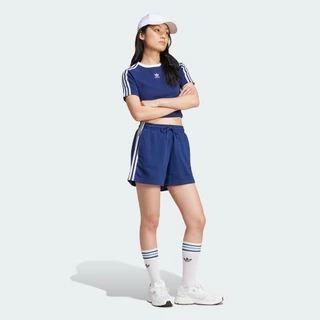 adidas Lifestyle 3-Stripes French Terry Shorts Women Blue IY2158