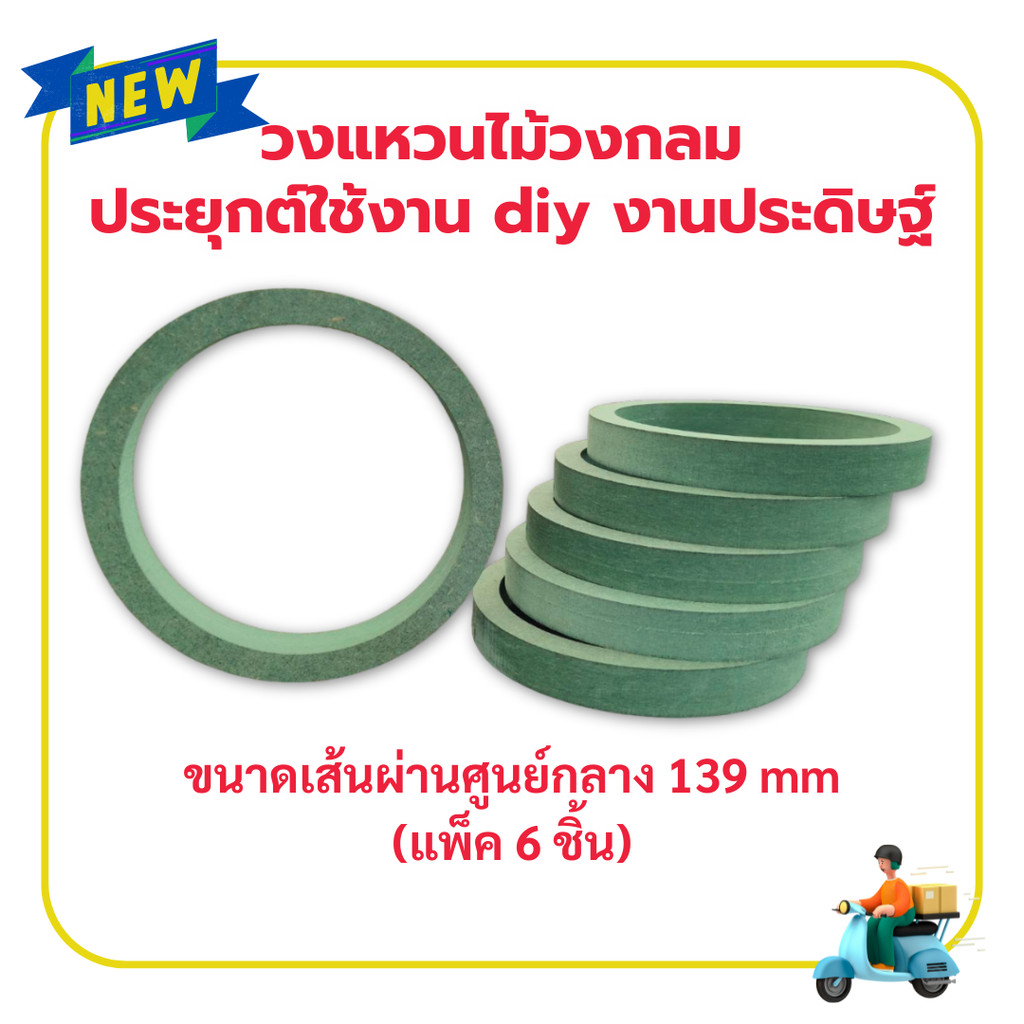 วงแหวนไม้วงกลม ประยุกต์ใช้งาน diy งานประดิษ ไม้HMRกันชื้นหนา18mm(บรรจุ 6 ชิ้น)