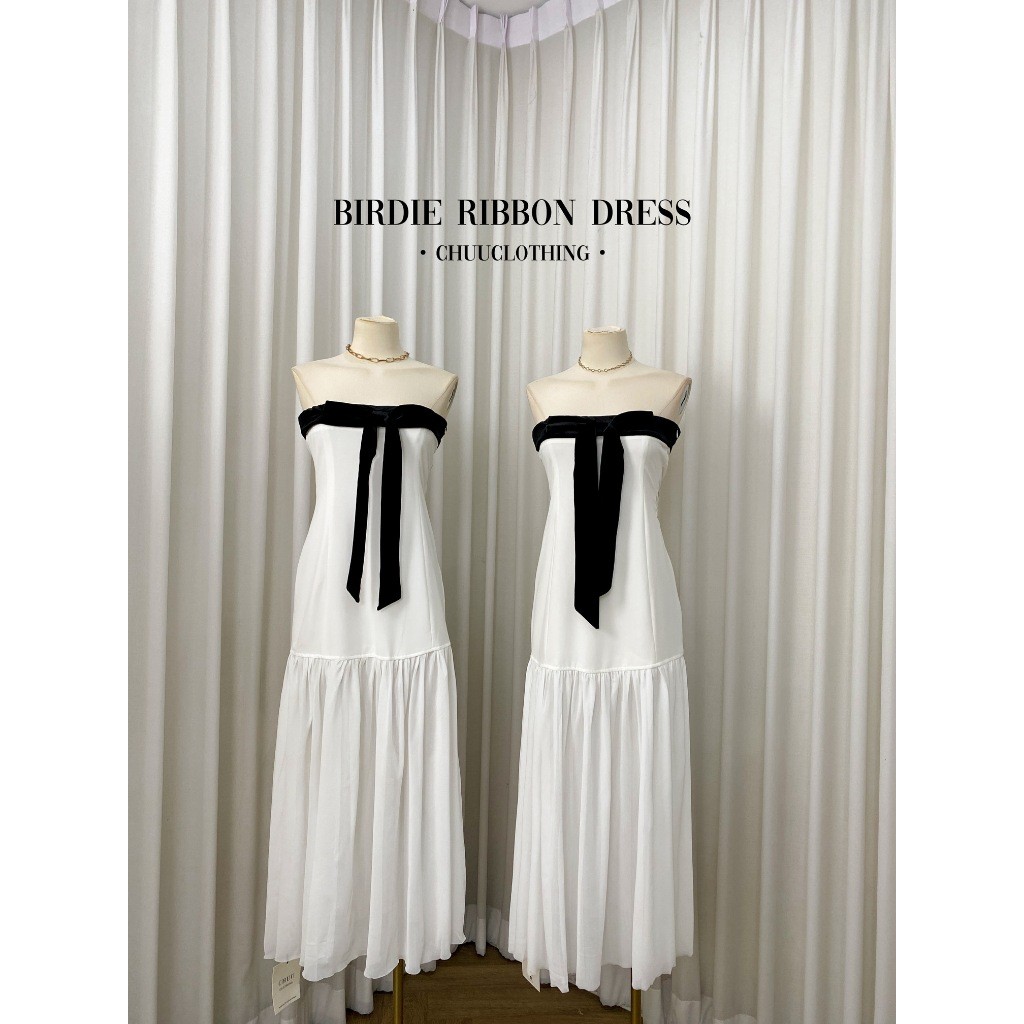 Chuuclothing Birdie ribbon dress [พร้อมส่ง] เก็บโค้ดหน้ากิจกรรม