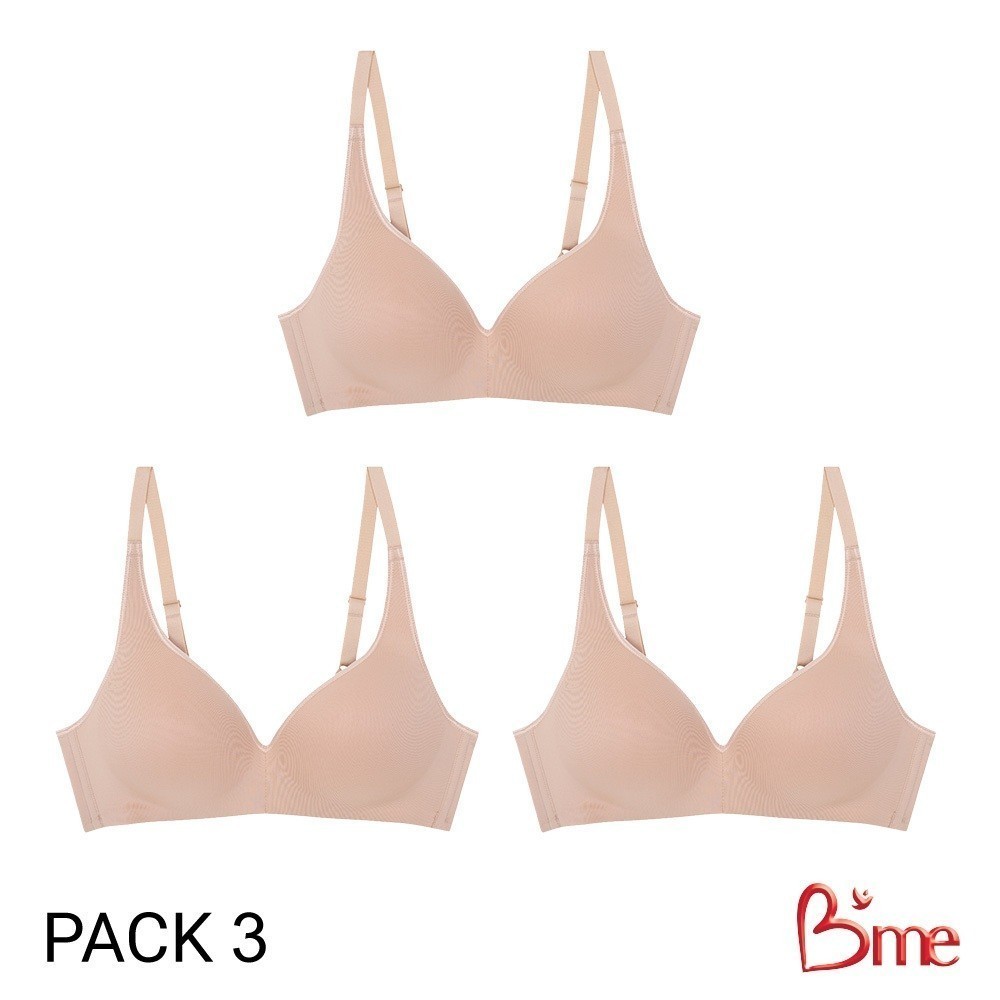 B'me เสื้อชั้นในไร้โครง level 1 ฟองบาง รุ่น ME1C50 (แพ็ก 3 ตัว) สีดำ สีนู้ด