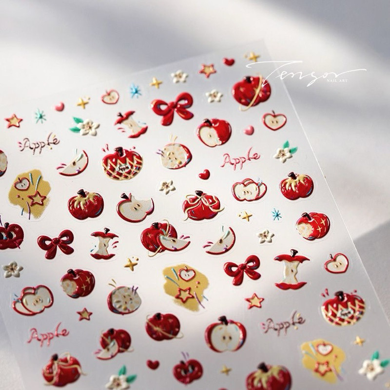 สติกเกอร์ติดเล็บ ลายแอปเปิ้ลY2K แผ่นละ 9 บาท สินค้าพร้อมส่ง