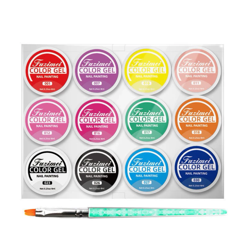 ชุดสีเพ้นท์เล็บ 12 สี แถมพู่กันในชุด สีแน่นสวย สินค้าพร้อมส่งในไทย