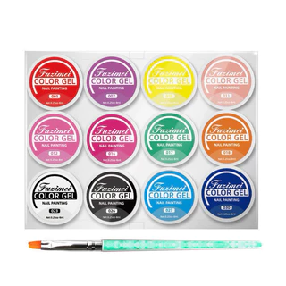 ชุดสีเพ้นท์เล็บ 12 สี แถมพู่กันในชุด สีแน่นสวย สินค้าพร้อมส่งในไทย