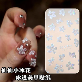 สติกเกอร์ติดเล็บ รูปดอกชบา 3D สินค้าพร้อมส่งในไทย แผ่นละ 9 บาท