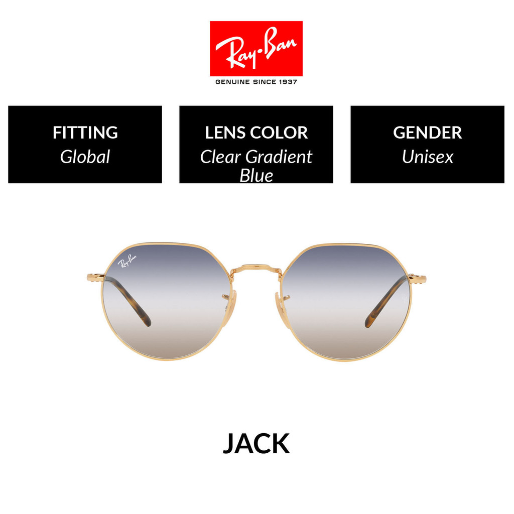 RAY-BAN JACK - RB3565 001/GD -Sunglasses แว่นกันแดด