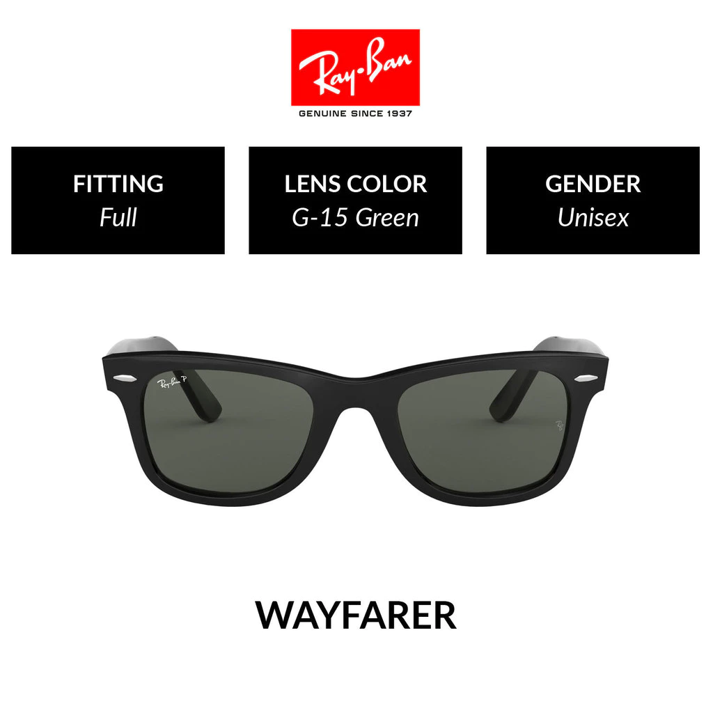 Ray-Ban Wayfarer Polarized - RB2140F 901/58 size 54 -sunglasses แว่นกันแดด