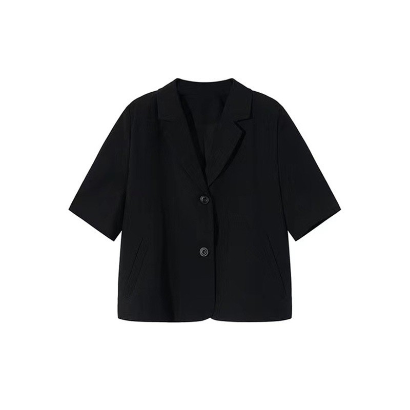 เสื้อเบลเซอร์สำหรับผู้หญิงครอปท็อปสำนักงานแฟชั่นอย่างเป็นทางการแขนสั้นคาร์ดิแกนแจ็คเก็ตธรรมดา - รูปที่ 6