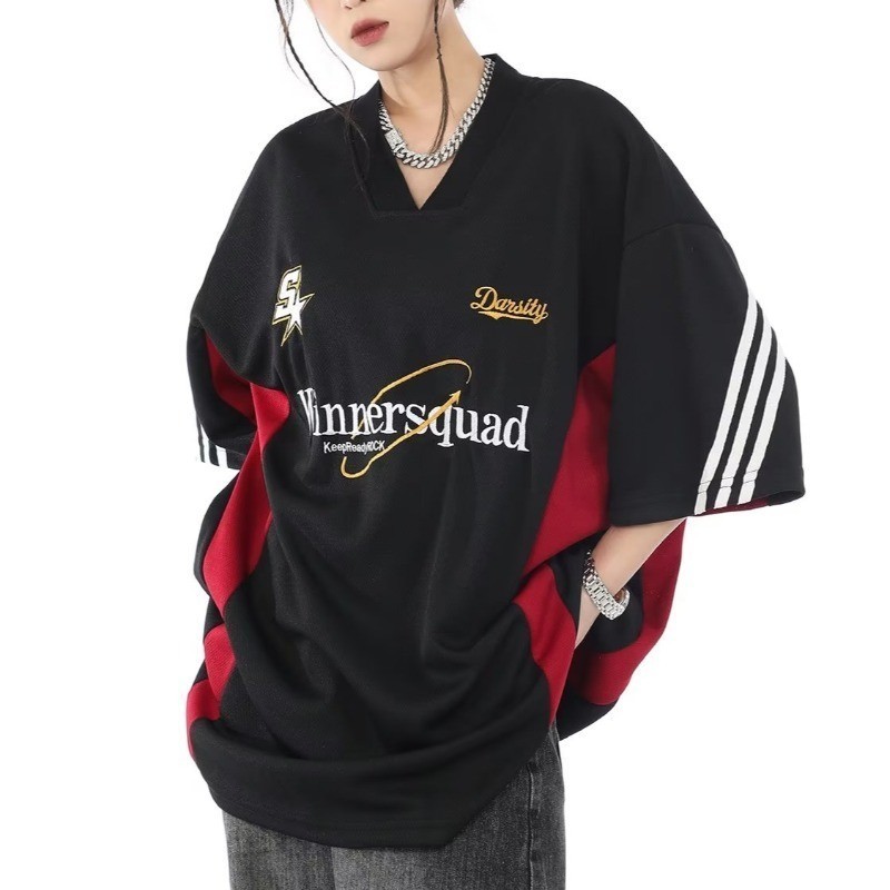 TLHGQ เสื้อยืดคอกลม แขนสั้น พิมพ์ลายตัวอักษร ทรงหลวม สไตล์มินิมอล แฟชั่นสําหรับผู้ชาย และผู้หญิง
