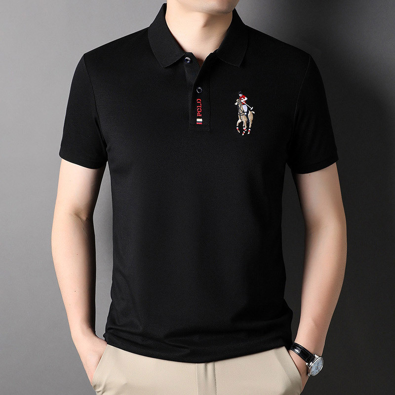 ฤดูร้อนใหม่แขนสั้นผู้ชายเสื้อโปโลลําลองอเนกประสงค์อินเทรนด์เย็บปักถักร้อยปก