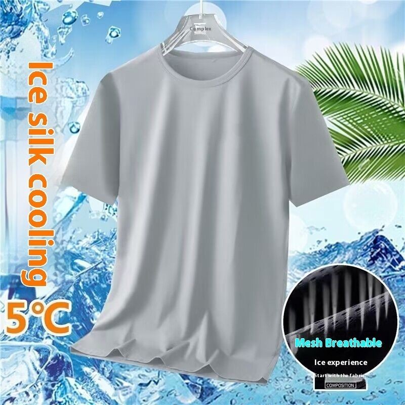 แขนสั้นผู้ชายรอบคอแฟชั่นแขนสั้นเสื้อยืดออกแบบตาข่ายระบายอากาศ