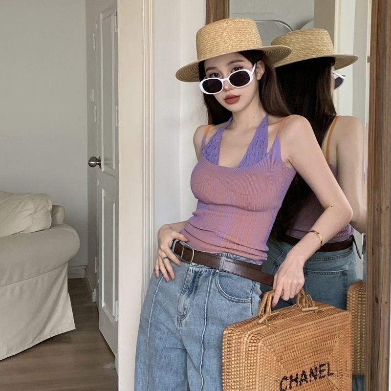 เสื้อสายเดี่ยวไหมพรม ดีเทลเพิ่มสายคล้องคอ สีน่ารัก BB - รูปที่ 4