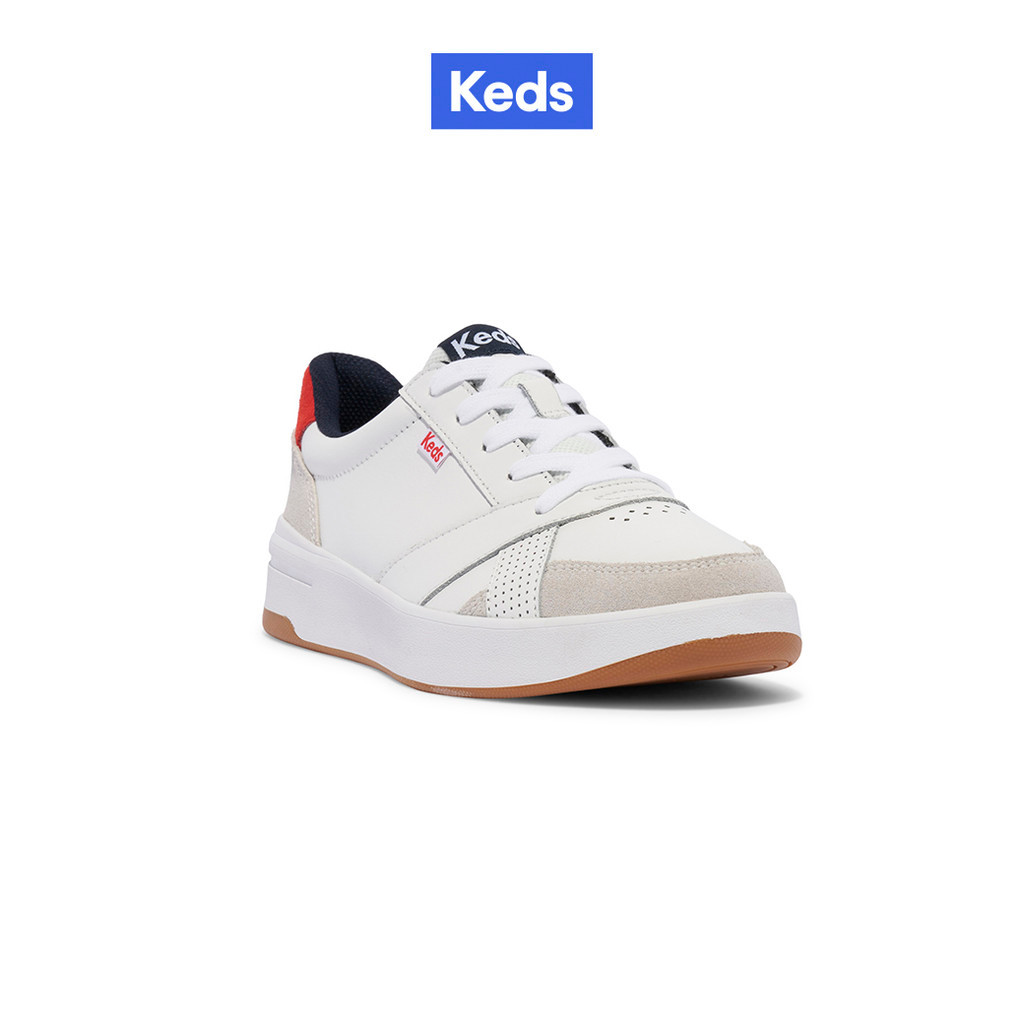 KEDS รองเท้าผ้าใบ แบบผูกเชือก รุ่น THE COURT LEATHER/SUEDE สีขาว ( WH68197 )