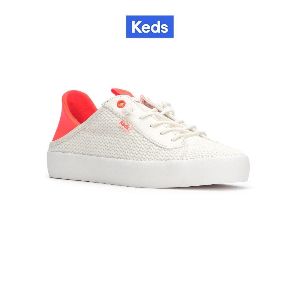 KEDS รองเท้าผ้าใบ แบบผูกเชือก รุ่น KICKBACK CRASHBACK COTTON MESH สีขาว/ สีส้ม ( KW-KCRASH-5-110 )