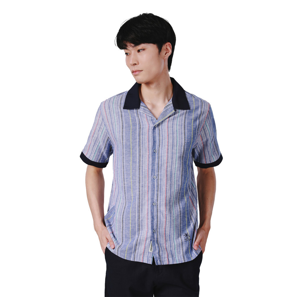 John Henry เสื้อเชิ้ตฮาวายผู้ชายแขนสั้น ทรงใส่สบาย รุ่น JH S425MSSRL06 - สีกรมท่า