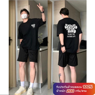 (ผ้าฝ้าย 100%)Luvoro oversize unisex เนื้อผ้านุ่มระบายแขนสั้…