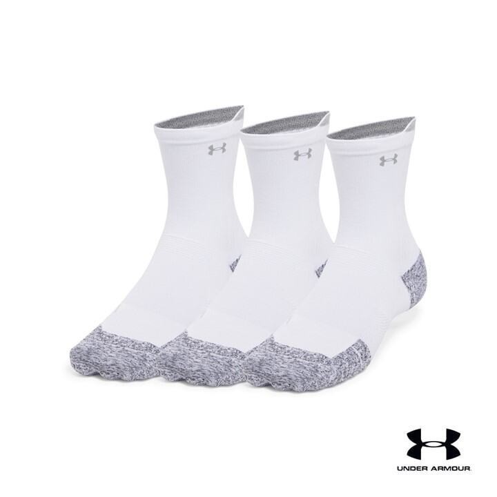 Under Armour ถุงเท้าข้อสูงปานกลาง UA ArmourDry® Run Cushion ยูนิเซ็กส์ แพ็ก 3 คู่