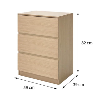 FURDINI ตู้ลิ้นชัก 3 ลิ้นชัก PROGRET 59 ซม. สีโอ๊ค จัดส่งโดย HomePro