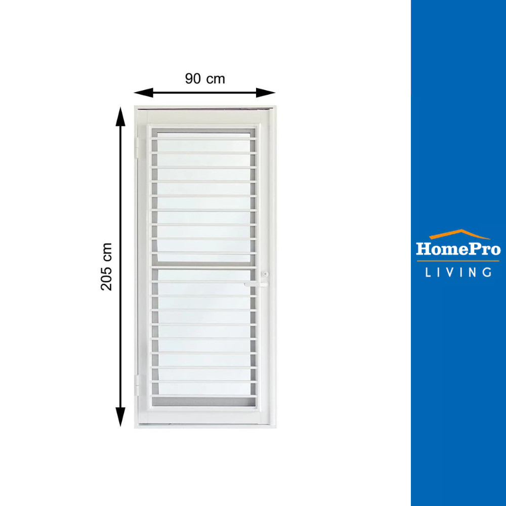 SankyoAlumi ชุดประตูเปิดAluminum J-TRUST 90x205 ซม. สีขาว พร้อมระบบVentilation ชุดวงกบ-บานพับ-ลูกบิด