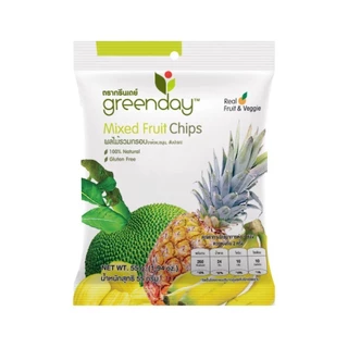 กรีนเดย์ ผลไม้รวมกรอบ (55 กรัม) Greenday Mixedfruit Chips (55g) (กล้วย, ขนุน, สับปะรด)