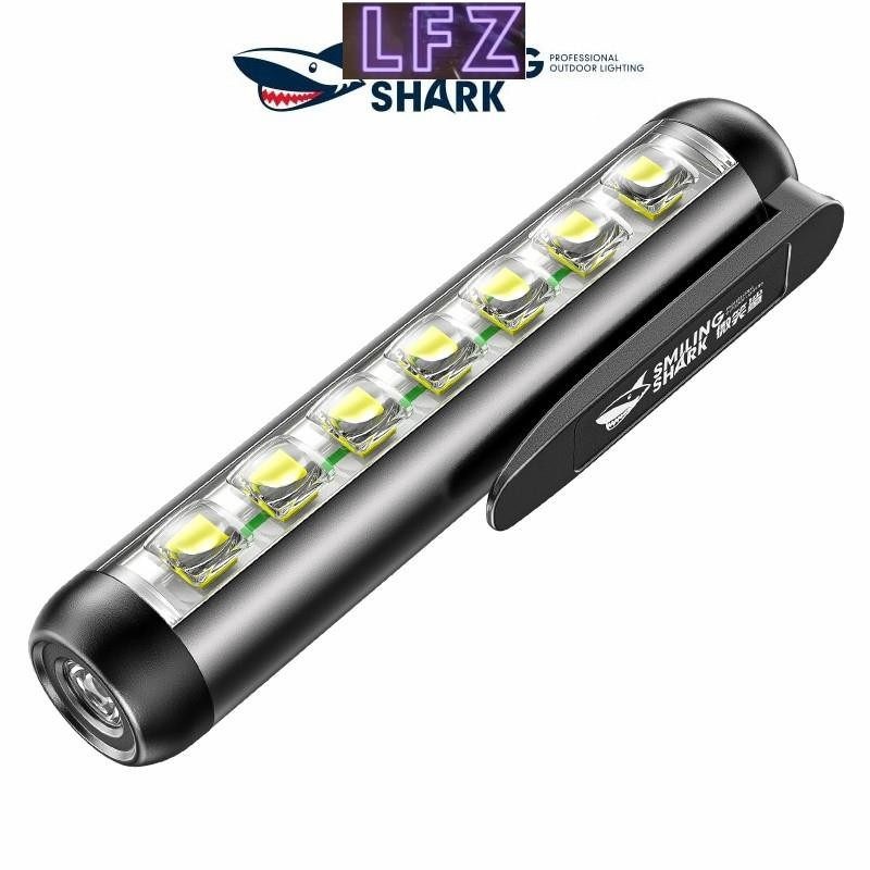 Smiling Shark GZ5155 ไฟฉาย XPE COB สว่างมาก ขนาดเล็ก แบบพกพา ชาร์จ USB พร้อมคลิปหนีบปากกา กันน้ํา สํ