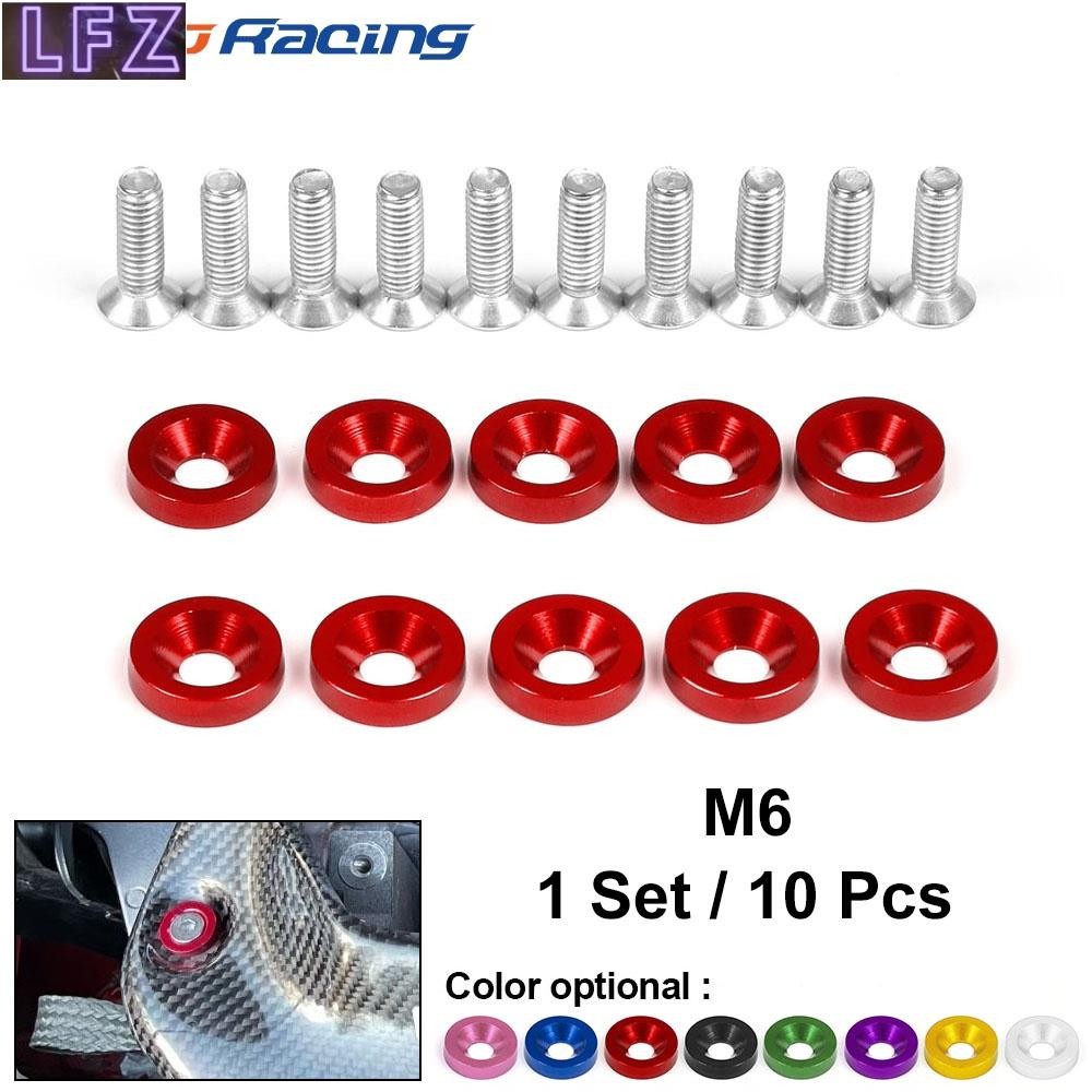 M6 สกรูอลูมิเนียม หกเหลี่ยม สําหรับแหวนรองเครื่องยนต์ JDM 10 ชิ้น/ชุด