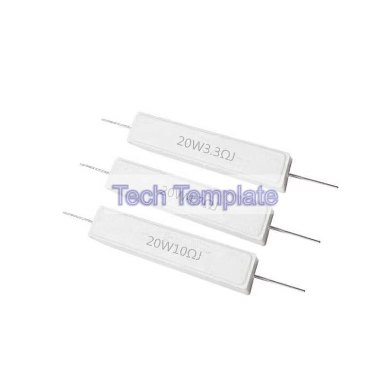 ตัวต้านทานซีเมนต์ 20W 0.5 R 1R 2.2 R 2.5 R 3.3 4.7 5R 10R 20 33 100R