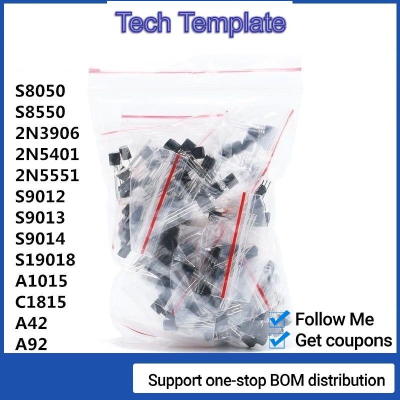 ชุดทรานซิสเตอร์ TO-92 A42 A92 2N5551 2N5401 2N3904 S8050 S8550 S9012 S9013 S9014 9015 9018 A1015 C18