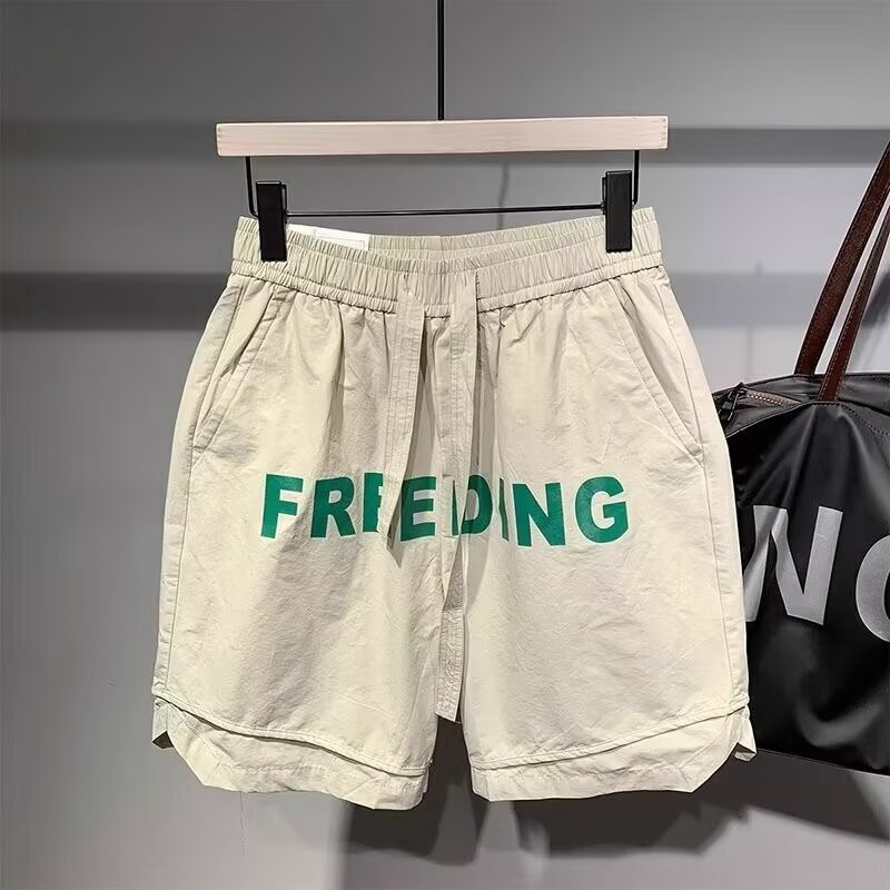 Trail Echo Summer Letter Print Casual Shorts for Men, Loose Fit Trend Beachwear