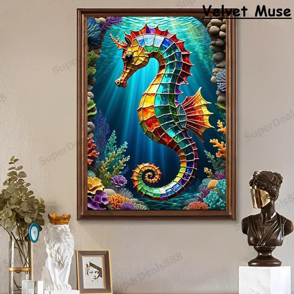 Lf# 5D DIY Full Round Drill Diamond Painting สีสัน Sea Creatures Decor Art Cr [SuperDeals888.th]