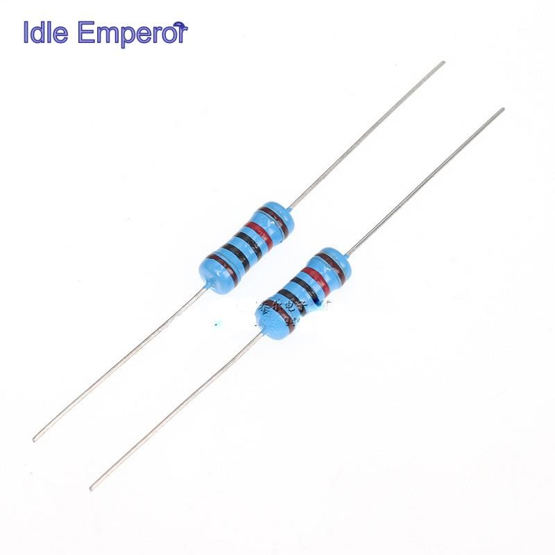 2w ตัวต้านทานฟิล์มโลหะ 1% แหวนห้าสีตัวต้านทานฟิล์มโลหะ 1 Ou 10 Ou 100 Ou 1K 100K 1M 2K 3K 5.1K 2.2 O