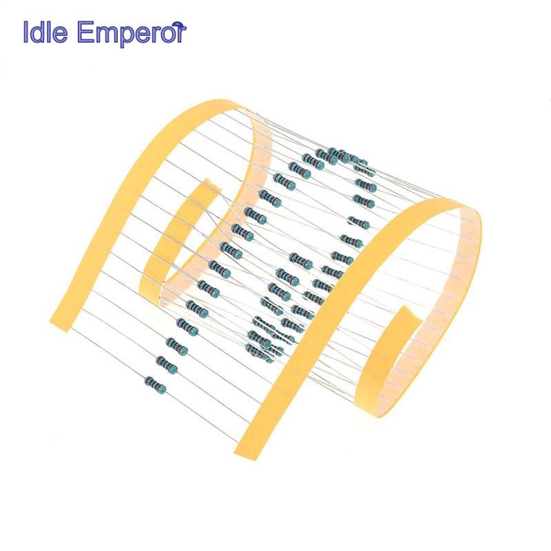 1/4w ตัวต้านทานฟิล์มโลหะ 1% ตัวต้านทานแหวนห้าสีตัวต้านทานปลั๊ก 1 Ou 10 Ou 1K 10K 100K 1M 2.2 Ou 22 O