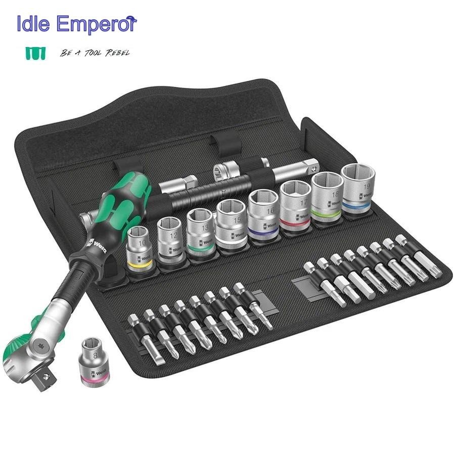 Wera 29 ชิ้น Zyklop Speed Ratchet Socket ชุดประแจไดรฟ์ 3/8" ชุดสําหรับซ่อมรถยนต์และใช้ในบ้าน NO.0500