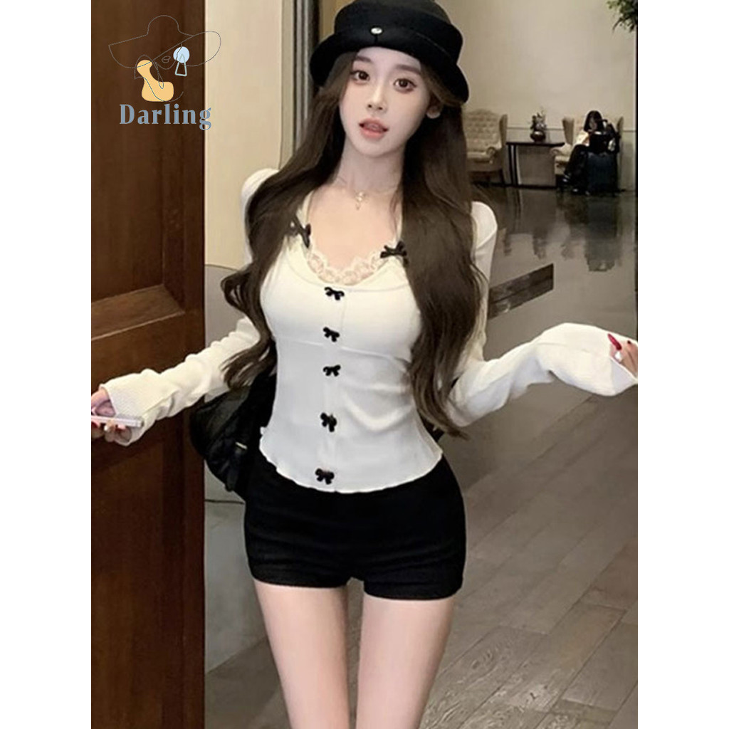 เสื้อยืดแขนยาว  ผ้าถักแขนยาว ทรงสวย