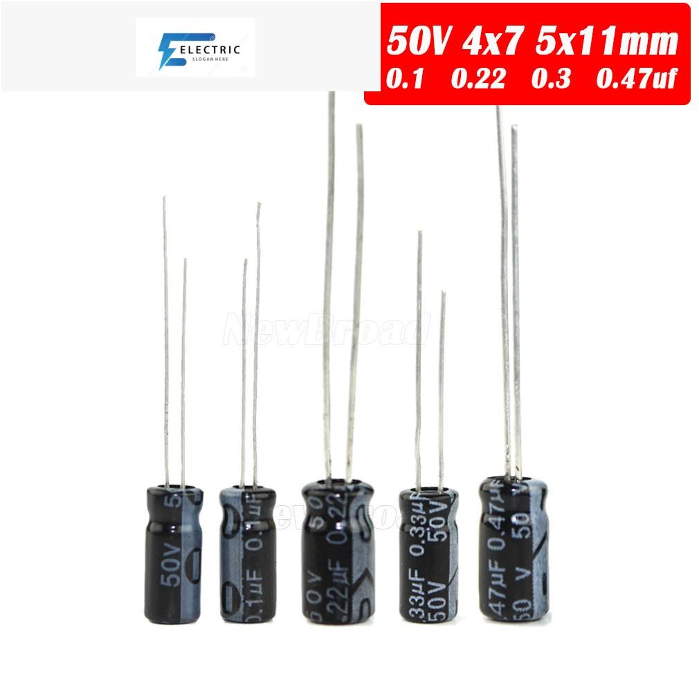 20PCS อลูมิเนียม electrolytic capacitor 50V 0.1UF 50V 0.22UF 50V 0.33UF 50V 0.47UF plug-in multi spe