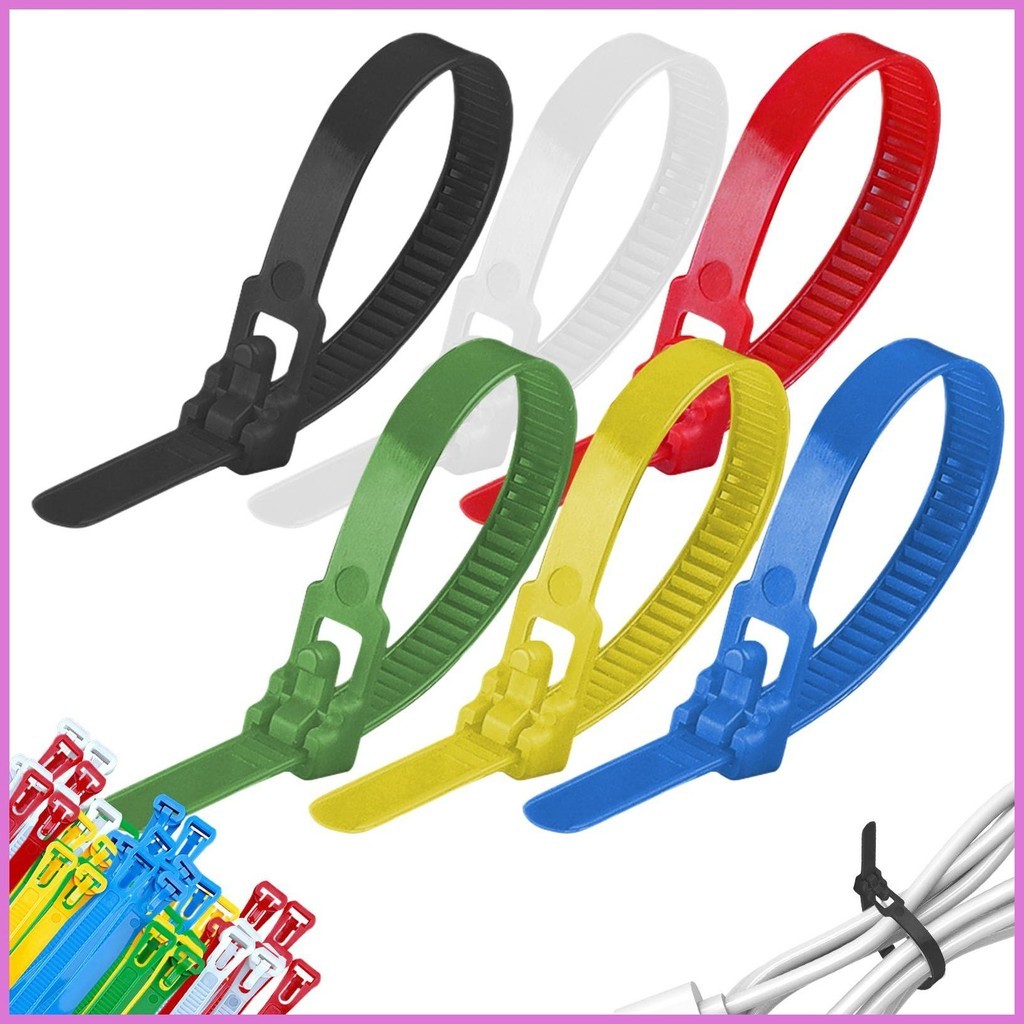Releasable Zip Ties Reusable Nylon Cable Ties 100pcs ปรับสายผูก Zip Ties Reusable Cable Ties yikuiat